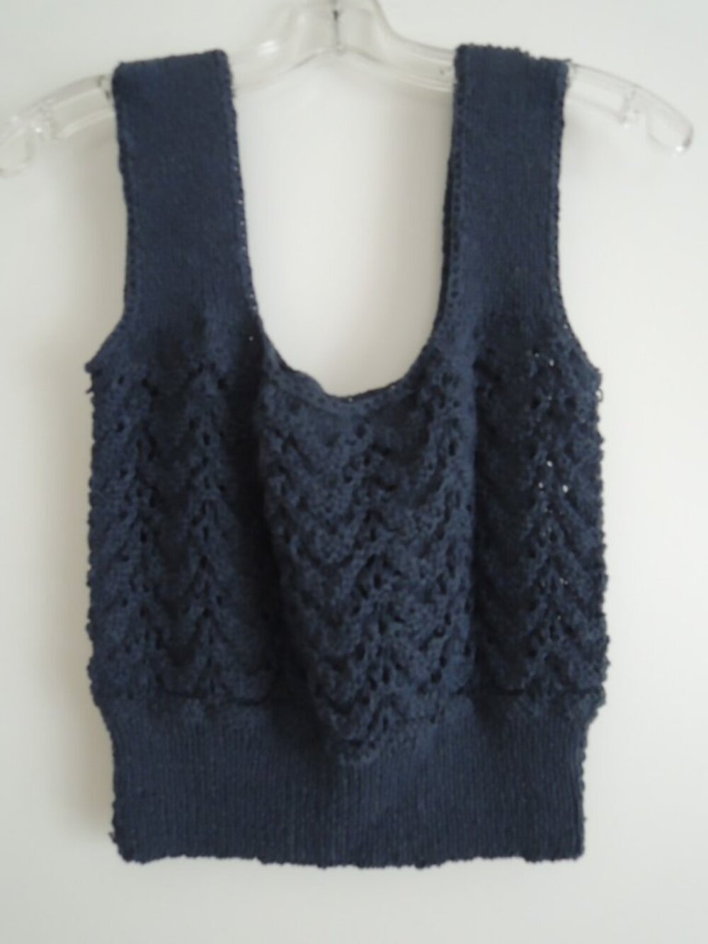 Ladies Crop Top Size M Cotton Spandex Midnight Blue S/L Vest by Michael Carrie